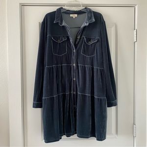 Umgee Blue Velvet Dress